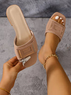 Fashion Women High Heel Slippers Summer Slip on Elegant Low Heel Shoes for Wedding Party Comfortable Non-slip Women's Slippers