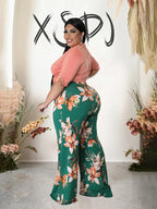 Two Piece Set Women Outfit 2x 3x 4x Summer Suit Elegant Pants and Blouse Set Casual Plus Size Pants Set Wholesale Dropshipping