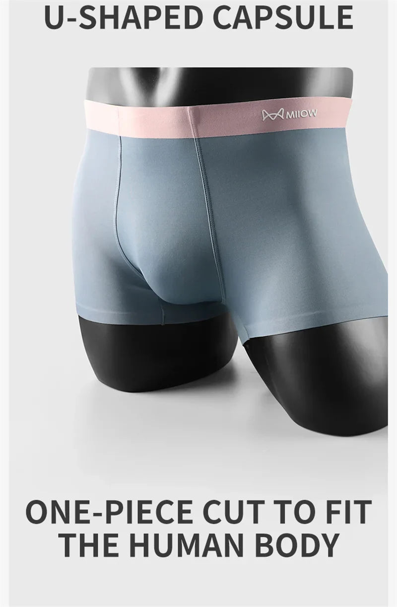 MiiOW Dry Breathable Summer Men's Panties Set Seamless Sexy Men Underwear Boxers Cotton Crotch Man Underpants Male Boxer Briefs