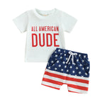 Citgeett Summer Independence Day Toddler Boys Outfits Short Sleeve Letter Print T-Shirts + Front Shorts Clothes Set
