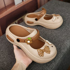 Women Mary Jane Sandals Platform Cute Bow Knot Girl Clogs Arch Support Garden Shoes Slip-on Outdoor Beach Shoes Height Increase
