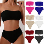Bathing Suit Two-Piece Set Summer Swimwear Bra Briefs Bikini Set With Chest Pad Wire-Free Women Beach Suit Women Clothes