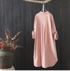 White Shirt Women 2024 Spring Summer Korean Fashion Simple Solid Color Long Shirts Lady Loose Breathable Midi Shirt and Blouse