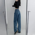 High-waisted Women's Vintage Jeans Loose-fit Straight-leg Slimming Draped Denim Trousers
