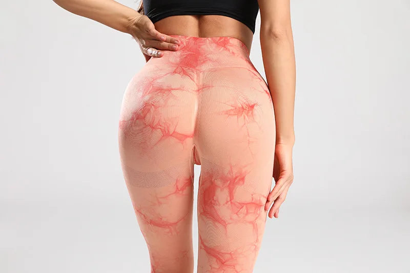 Tie Dye Seamless Gym Leggings Women Push Up Women Mallas Sports Fitness Contour Yoga Running Pants Elastic  Leggins