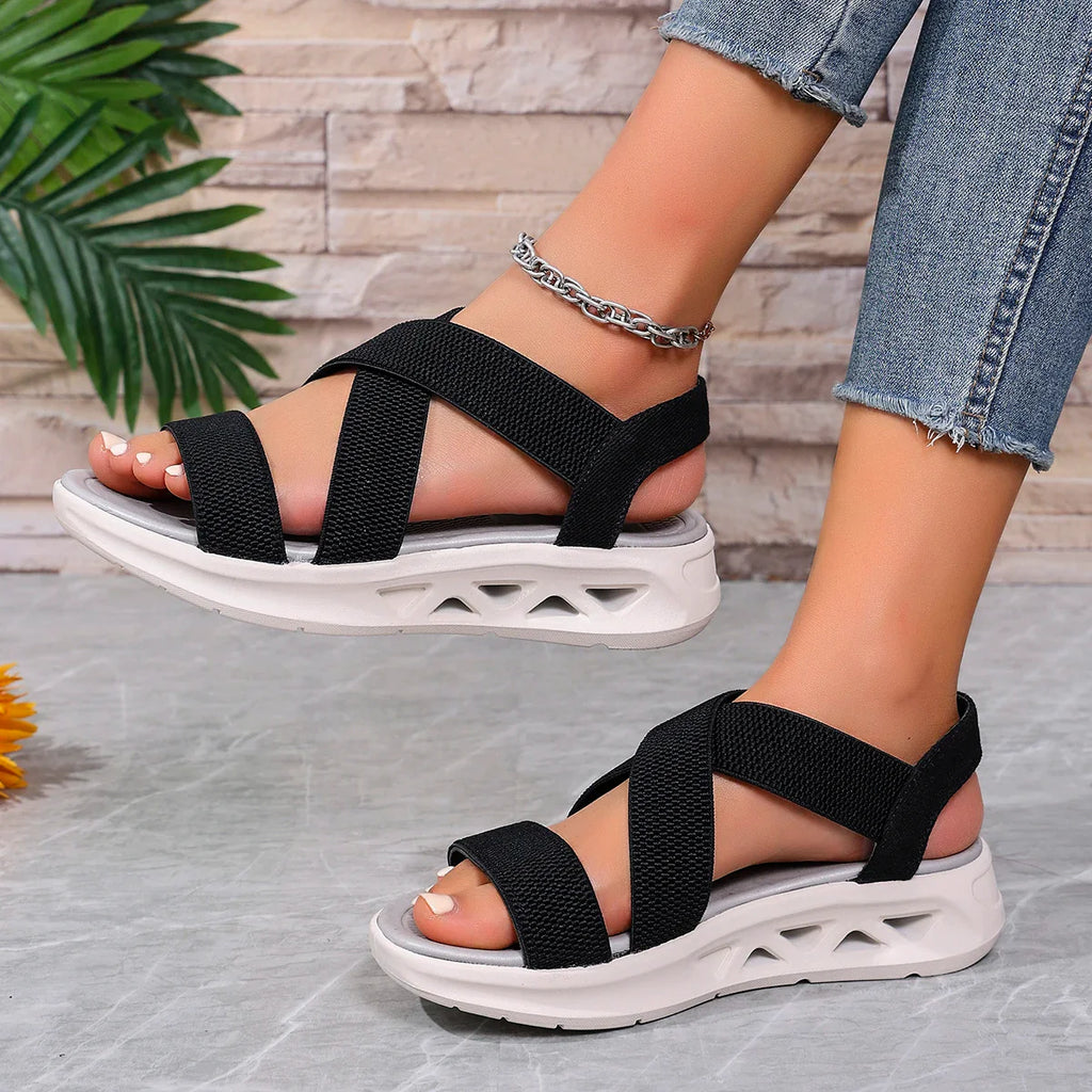 Summer New 2025 Wedge Women's Sandals Platform Outdoor Beach Shoes for Women Elastic Band Design Women Sandals Size 36-43