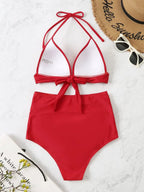 Triangle Bikinis 2025 Women Push Up Swimsuit Solid Sexy High Waist Swimwear Female Swimming Bathing Suit Summer Beachwear