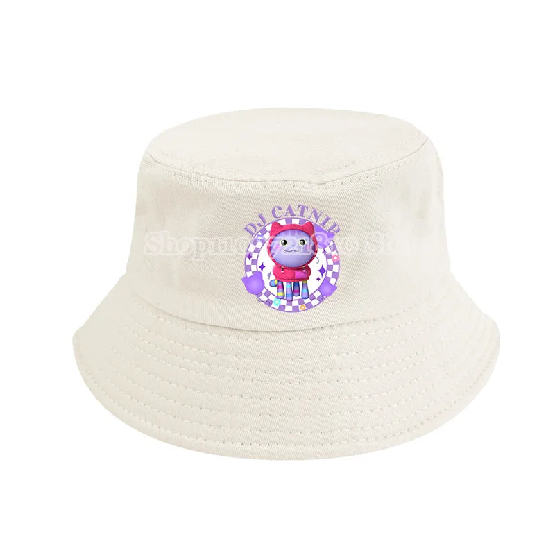 Gabby Dollhouse Bucket Hat Cotton Children Pot Flat Shade Sun Protection Spring Autumn Hats Cartoon Parent-Child Headdress Gift