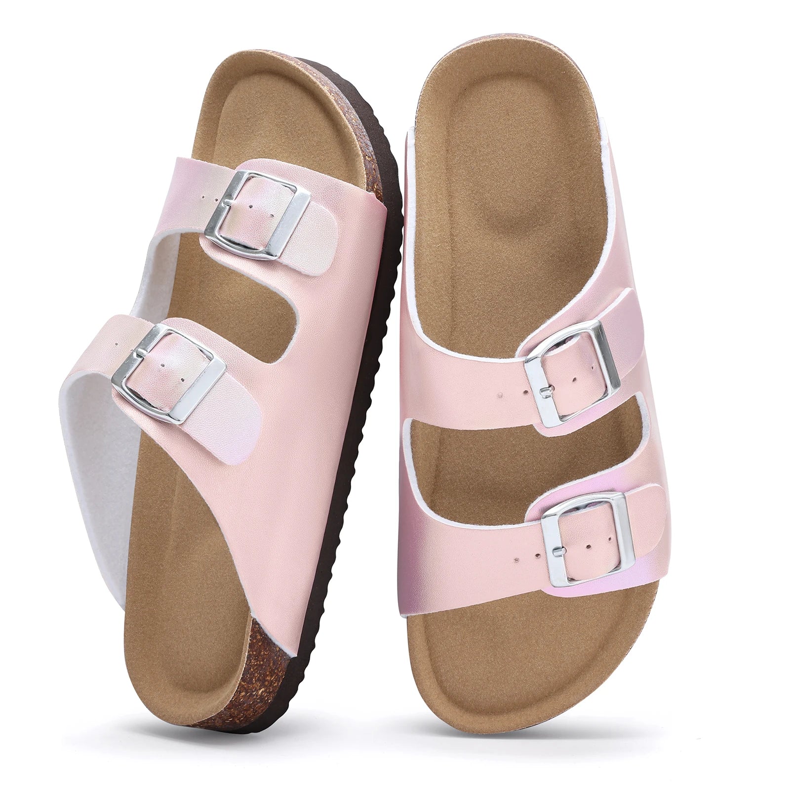 Crestar Women's Cork Slippers With Adjustable Buckle Summer New Gradient Beach Sandals Lady Fashion Clogs Slides House Slippers