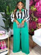 Wmstar Plus Size Women 2 Piece Clothes Print High Waist Long Sleeve Top Wide Leg Fashion Office Lady Casual Matching Pants Sets