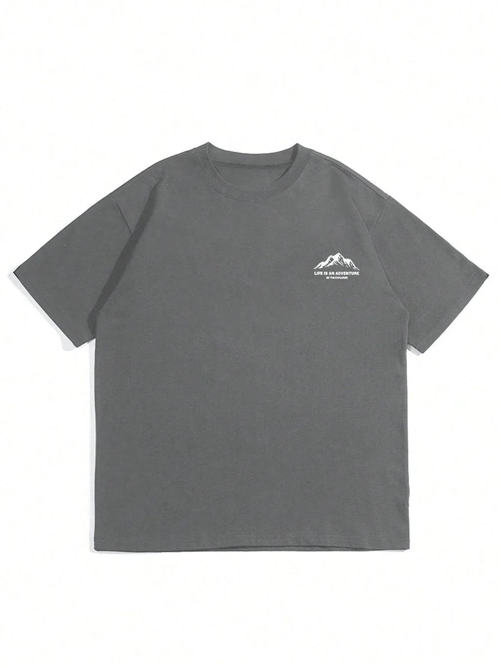 Summer men's 100% pure cotton casual loose plus size Letter And Mountain pattern printed round neck short sleeved T-shirt top