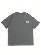 Summer men's 100% pure cotton casual loose plus size Letter And Mountain pattern printed round neck short sleeved T-shirt top