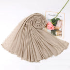 Dot Pom Pom Cotton Hijab Scarves Women Muslim Shawls Big Size Headscarf Wraps Solid Headbands Turbans Bandana Foulard Bufandas