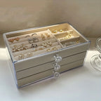 Elegant 3-Tier Transparent Jewelry Storage Box for Women - Ideal Valentine's Day & Birthday Gift