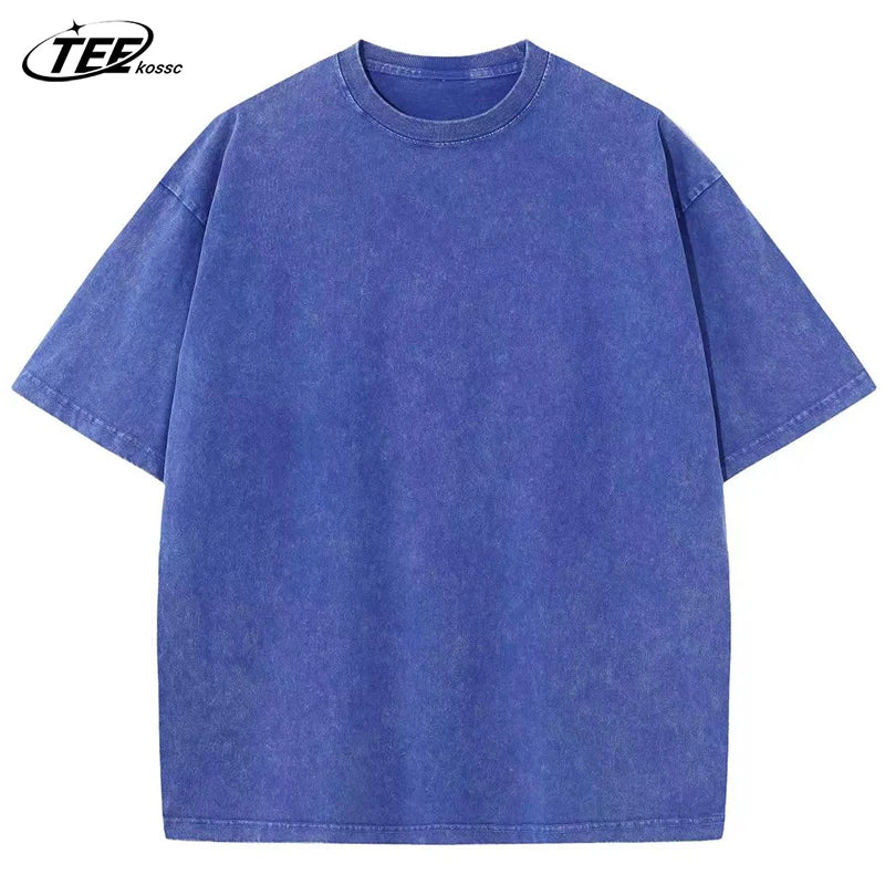 Summer Washed T Shirt Men Women Cotton Loose O-Neck Oversized Tee Couple Korean Y2k Tops Casual Vintage Short Sleeve T-shirt