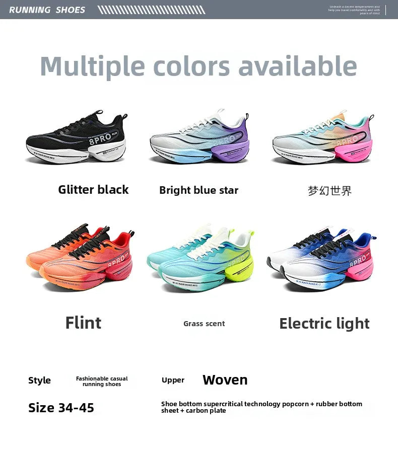 NEW Sports Running Shoes Men Marathon Breathable Comfortable Women Athletic Training Outdoor Sneakers Air Cushion Carbon Plate