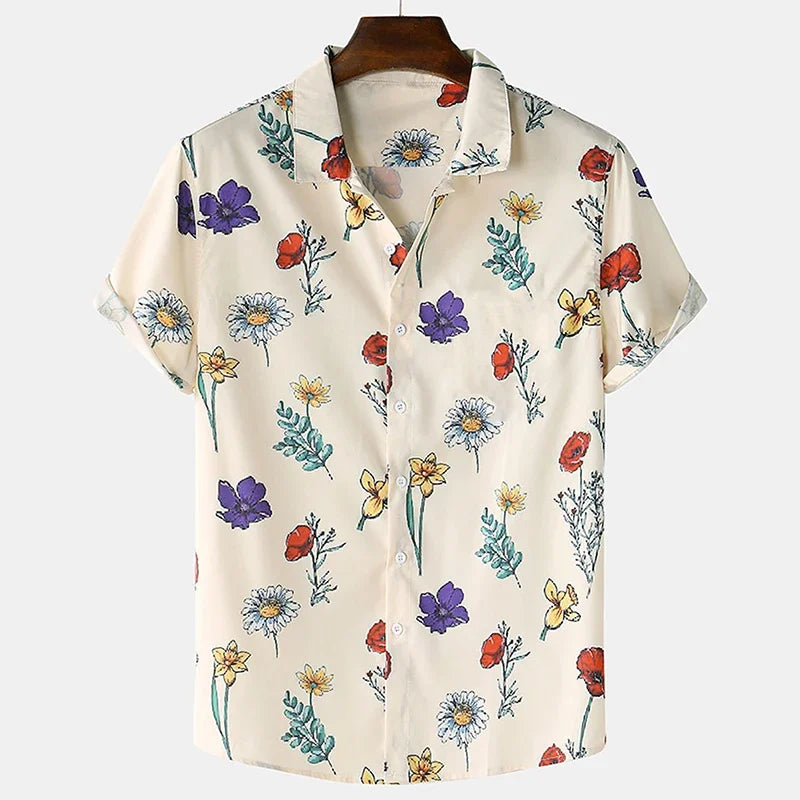 New 3D Oversized Geometric Print Hawaiian Shirt Summer Beach Casual men's short-sleeved Top Comfortable Chinese Style