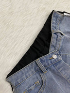 CM.YAYA Fashion Women Denim Patchwork Pocket Side Wide Leg Loose Jogger Pants 2024 Active Jean Splicing Sweatpants Trousers