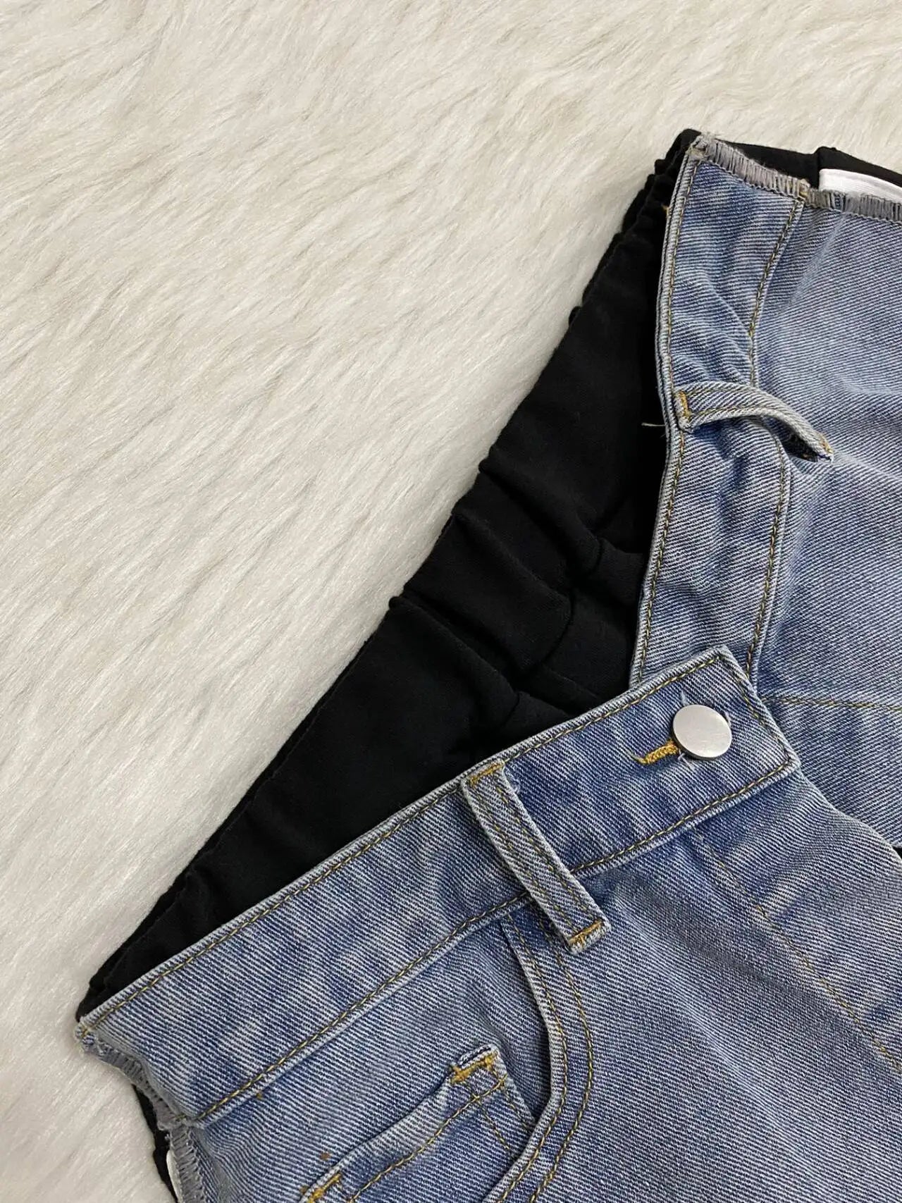 CM.YAYA Fashion Women Denim Patchwork Pocket Side Wide Leg Loose Jogger Pants 2024 Active Jean Splicing Sweatpants Trousers