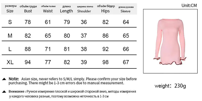 Elegant Round Neck Pleat Long Sleeve New Women's Dresses Casual Slim Pink Black White Short Dresses Lady Chic Party Street Robes