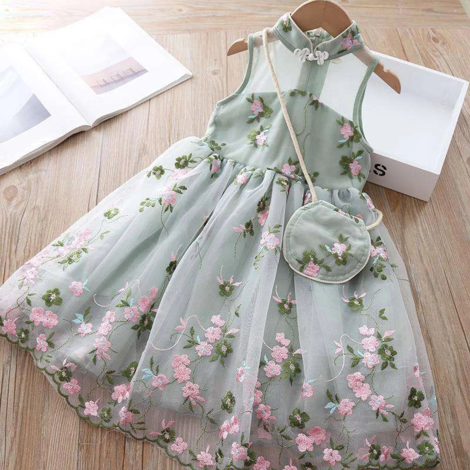 Baby Girls Summer Clothes Kids Dresses for Girls 2-7Y Embroidery Lace Flower Party Wedding Dress Children Girls Princess Dress