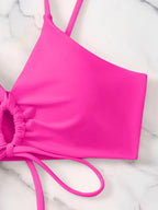 Summer Women's Leopard Patchwork Swimsuit Sexy Back Cross Lace-Up Swimwear High Waist Bikini Set Push Up Bathing Suit Beachwear