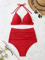 Triangle Bikinis 2025 Women Push Up Swimsuit Solid Sexy High Waist Swimwear Female Swimming Bathing Suit Summer Beachwear