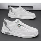 Upgrade your style with Men's Vulcanize Shoes 2025 /White Leather Casual Shoes/