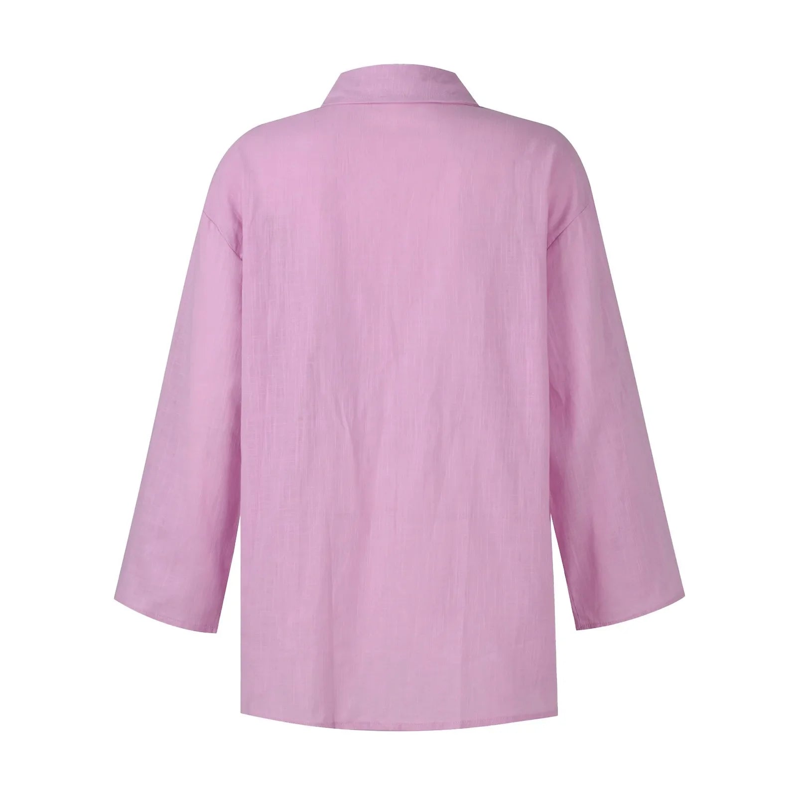 Summer Plus Size Cotton Linen Solid Color Seven-Point Sleeve Shirt V-Neck For Ladies Loose Casual Lightweight Camisas De Mujer