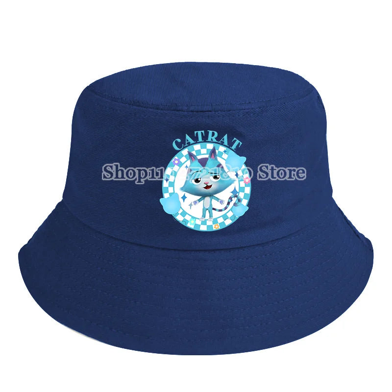 Gabby Dollhouse Bucket Hat Cotton Children Pot Flat Shade Sun Protection Spring Autumn Hats Cartoon Parent-Child Headdress Gift