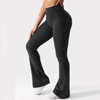 New women's casual flared yoga pants, training flared pants, high waisted work clothes, belt pocket sportswear