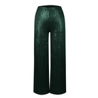 Women's Fashion Solid Color High Waist Sequin Side Zipper Draped Wide Leg Pants Pants for Women Women's Pants Women's Pants 2024