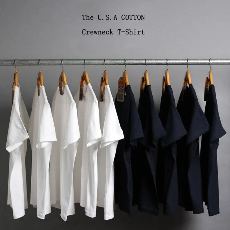 Summer Fashion Heavyweight Retro Men's English Letters 100% Cotton Printed Round Neck High-quality Casual Fitness Street T-shirt