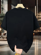 Men's 100% pure cotton summer loose size cartoon pattern printed casual and comfortable round neck short sleeved T-shirt top