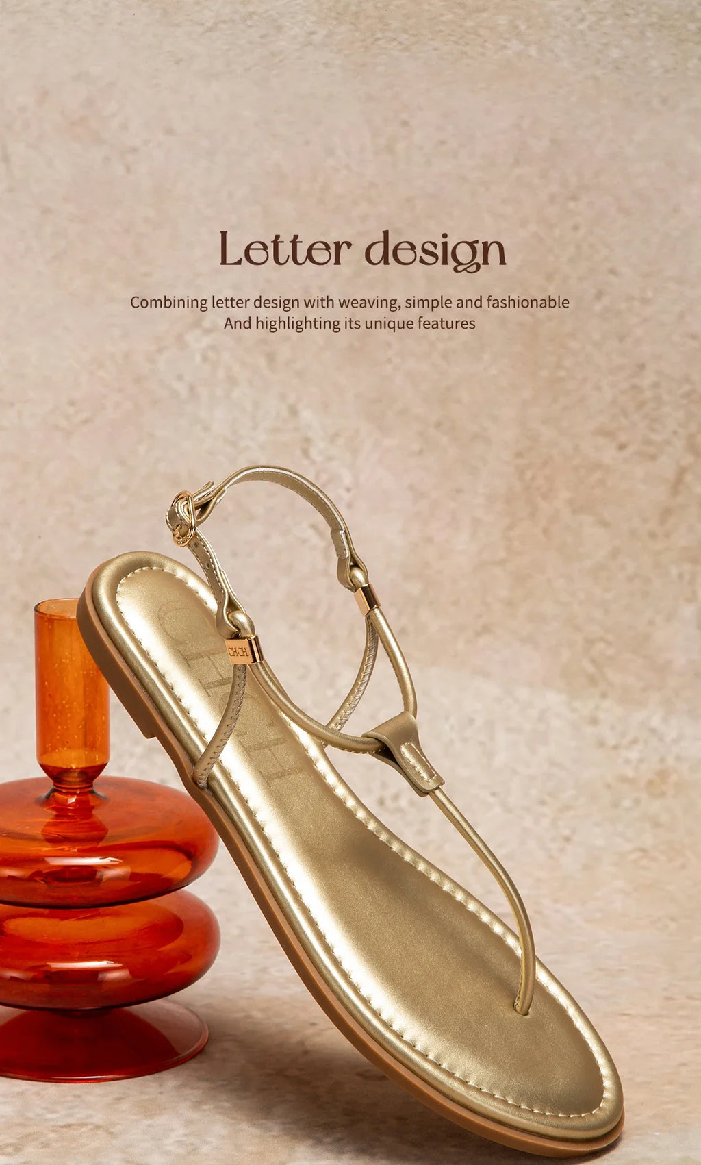 CHCH Women's Flat Sandals Summer Minimalist Toe Beach Shoes Vacation Outdoor