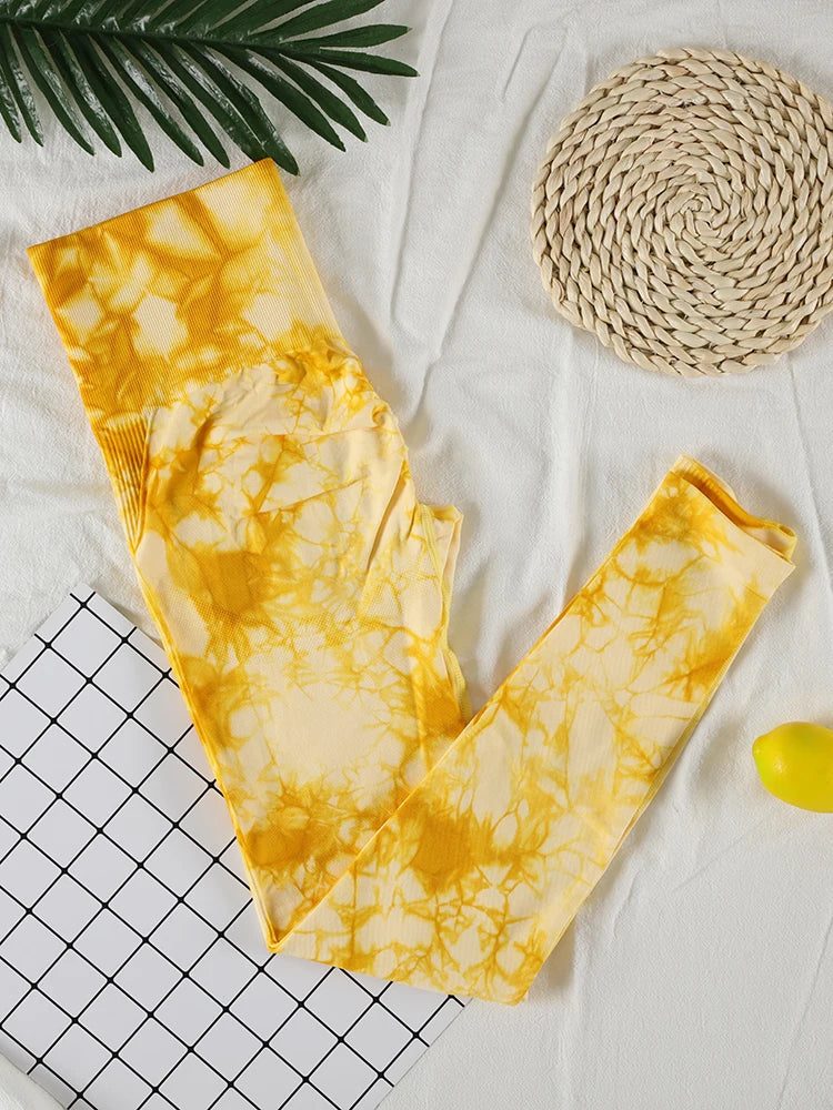 Tie Dye Seamless Gym Leggings Women Push Up Women Mallas Sports Fitness Contour Yoga Running Pants Elastic  Leggins