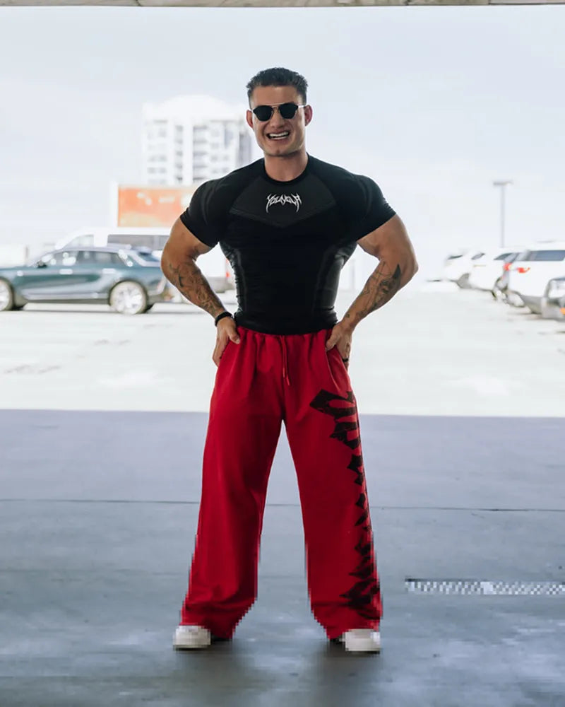 New American Summer T-shirt Men's Sense Of Strength And Fashion Fitness Style Bodysuit Jogger Outdoor High Stretch Running Shirt