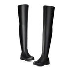 ANOVISHANA New Winter Autumn Over Knee Boots 3.5cm Square Heel Round Toe Leather Thigh High Fashion Big Size 45 46 47 48 US17