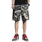 Summer Men's Outdoor Camouflage Cargo Shorts Pocket Cotton Casual Half Pants Mid Waist Drawstring Loose Shorts Bib Overalls 7XL