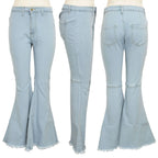 Women Jeans Flare Pants Sexy Denim Long Pant Hip Wrap Casual Solid Elegant Splice Regular Slim Fit High Waist Trousers Summer