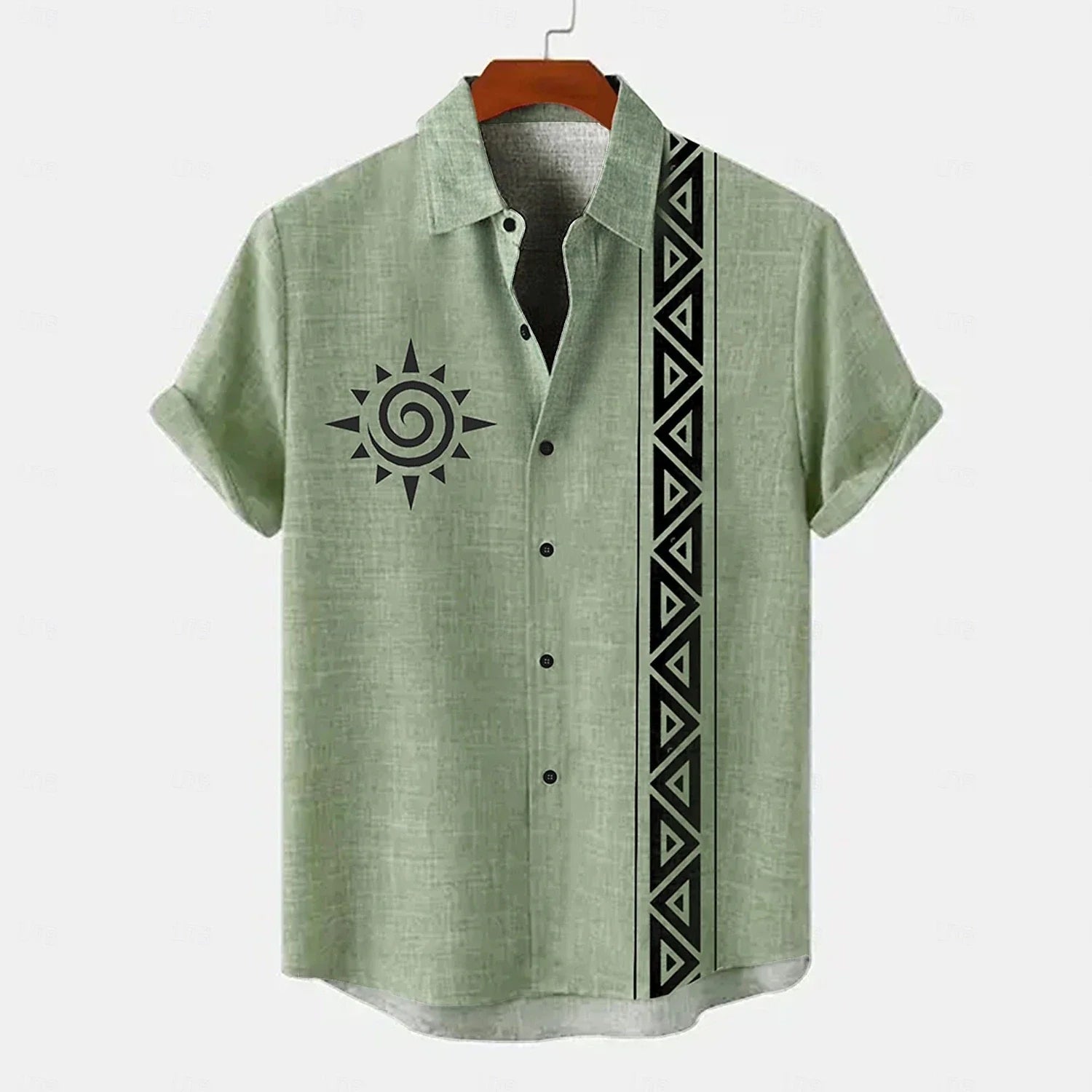 Vintage Men's Shirt Ethnic Pattern Print Short Sleeve Lapel Shirts Summer Fashion Casual Streetwear Male Oversized Clothing