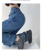 High-waisted Women's Vintage Jeans Loose-fit Straight-leg Slimming Draped Denim Trousers
