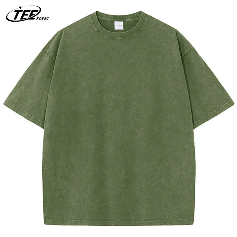 Summer Washed T Shirt Men Women Cotton Loose O-Neck Oversized Tee Couple Korean Y2k Tops Casual Vintage Short Sleeve T-shirt
