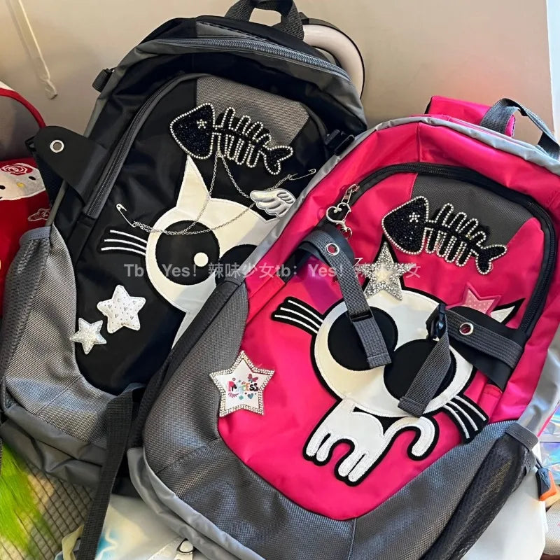 Vintage Y2k Womens Backpack Japanese Casual Large Capacity Travel Backpack 2025 Bolsas Para Mujeres Designer Fashion Female Bags