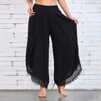 Lace Harem Pant Women Loose Solid Wide Leg Arc-Shaped Cutting Pants Women 2023 New Lace Long Leggings Oversize 5Xl