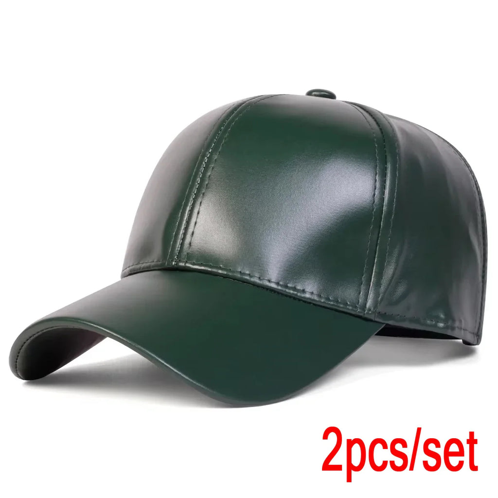 Unisex Light Panel Solid Color PU Leather Baseball Caps Spring Autumn Outdoor Adjustable Casual Hats Dad Hat Sunscreen Hat