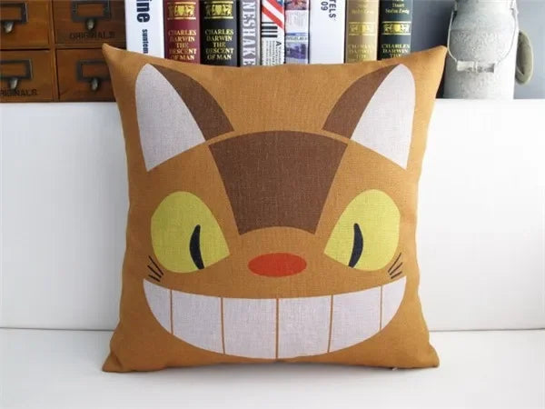 Home Decorative Cushion Cover Pillow Case Japan Hayao Miyazaki Totoro Series Cat Pattern Polyester Cushions Covers 45x45cm