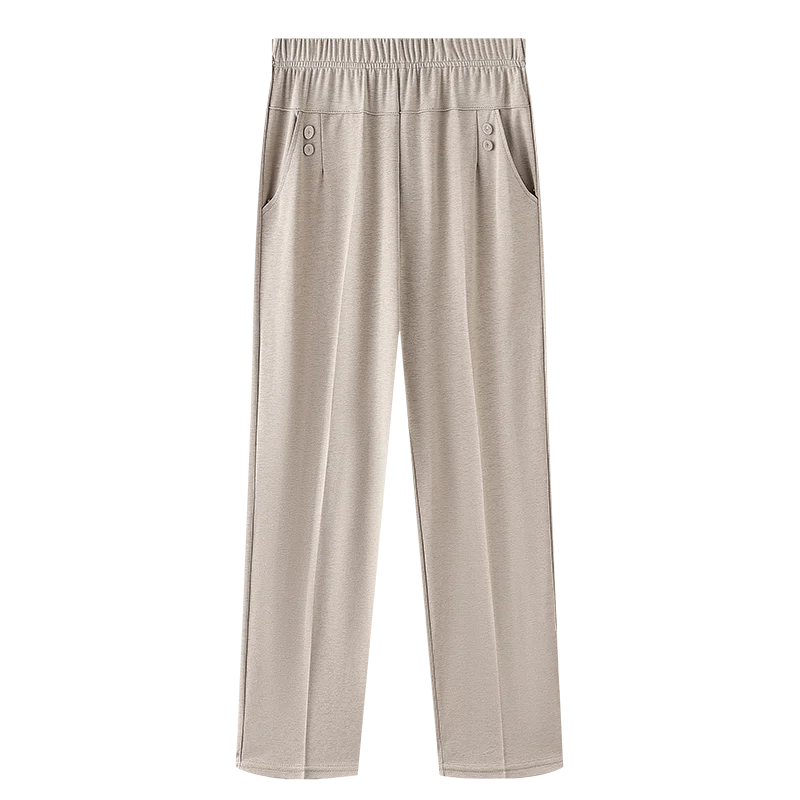 Summer Thin Breathable Elastic Pants 8XL Women's Solid Color High Waisted Loose Casual Pants Middle-aged Elastic straight leg