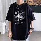 ã€?M-8XL ã€?Summer limited edition men's oversized T-shirt Line stars printed T-shirt suitable for both men and women