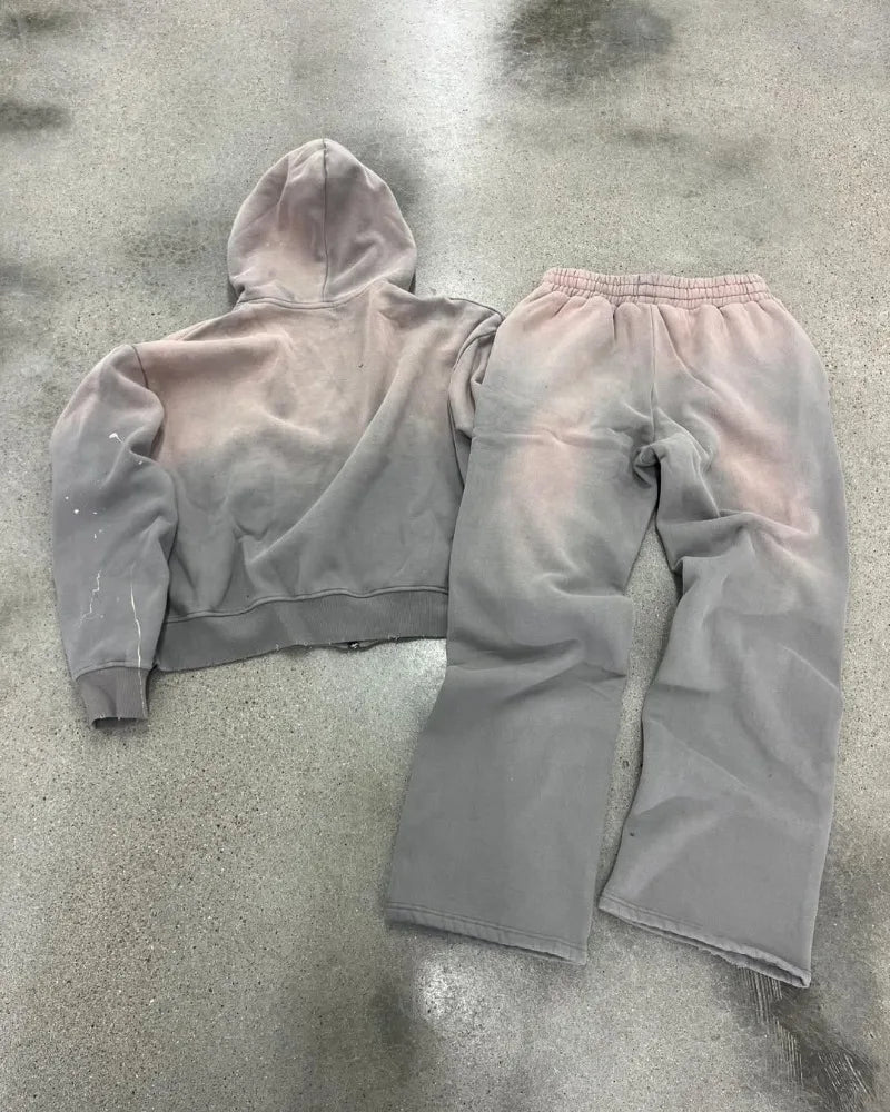 Fashionable Fashion Clothing Casual Loose Zipper Hoodie Men Y2k Street Personality Trousers Suit Rock Oversized Sweatshirt Women